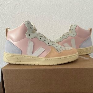 Veja V-15 Leather High-Top Sneakers